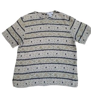 Lee David Short Sleeve 100 % Silk Women's Top Size M